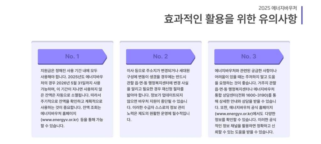 2025 에너지바우처 효과적인 활용을 위한 유의사항